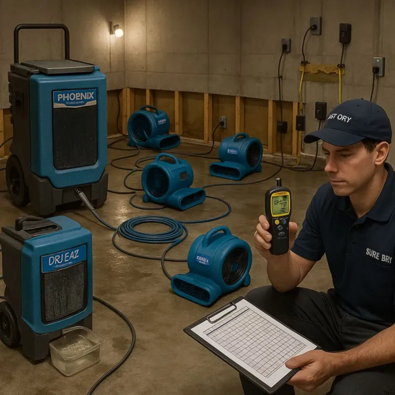Structural Drying and Dehumidification process in Rockport, ME